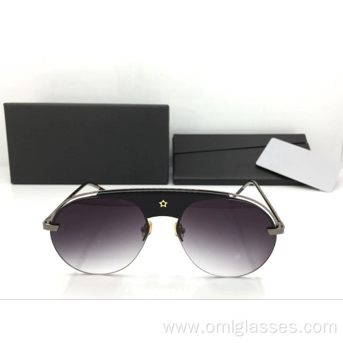 Semi Rimless Round Sunglasses for Women